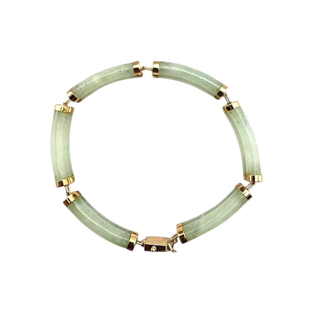 14K Yellow Gold Jade Bracelet #22405